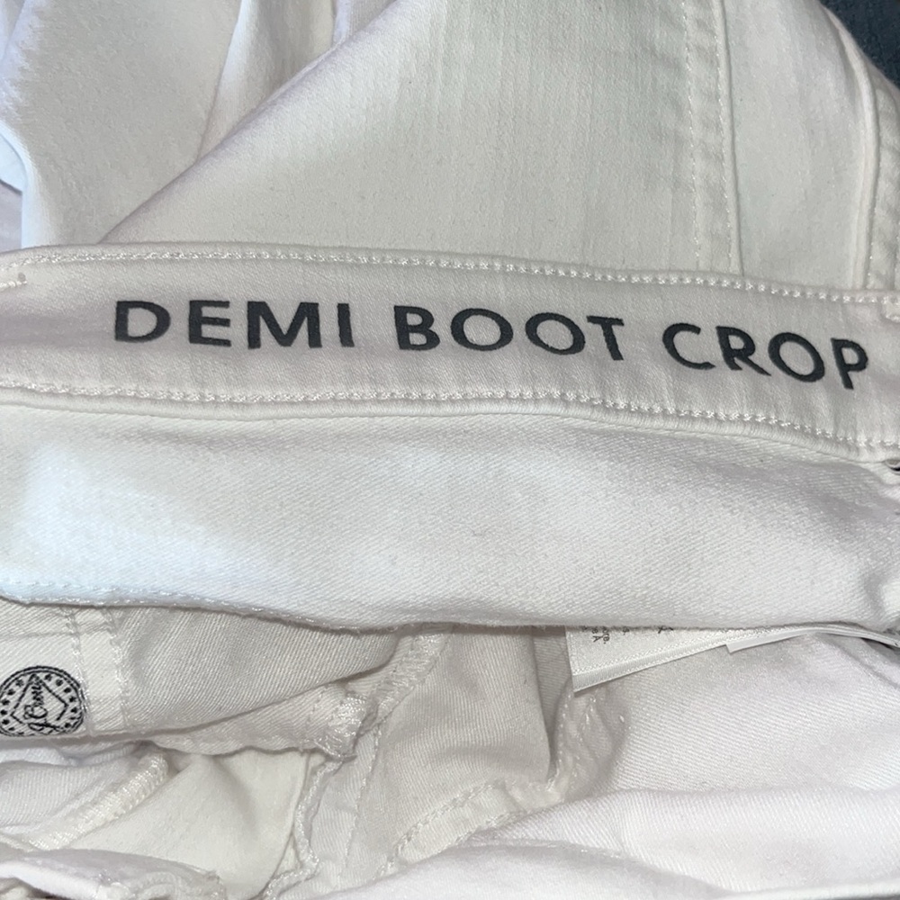 J. Crew white 9” Billie demi boot crop jeans with frayed hem size 28 - Picture 7 of 9